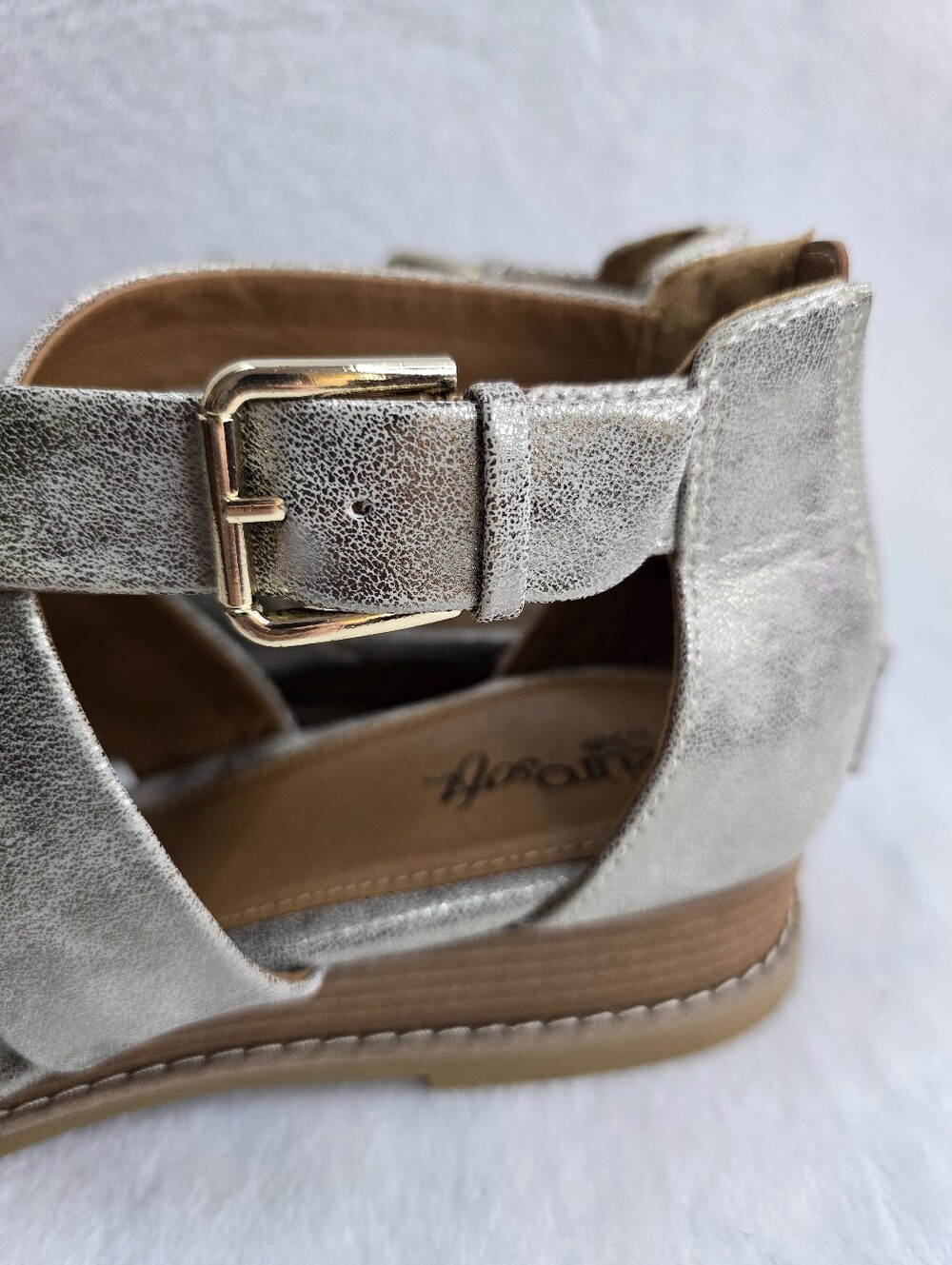 Eurosoft Maxi Wedge Sandals I Silver Womens Size 11 New W/O Tags - Picture 5 of 9